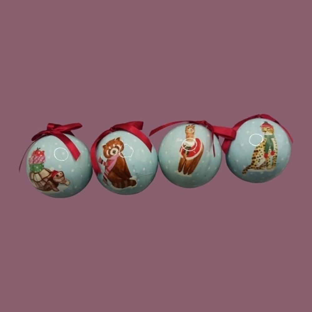 Ovaltin plastic tree ornaments decor set of 4